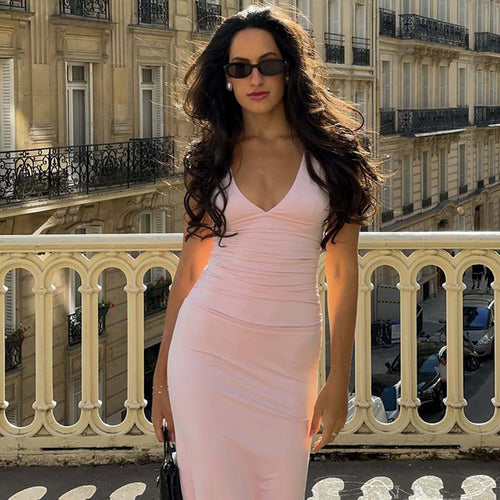 Damen Elegantes Kleid mit tiefem V-Ausschnitt und raffiniertem Rücken Echo Archiv