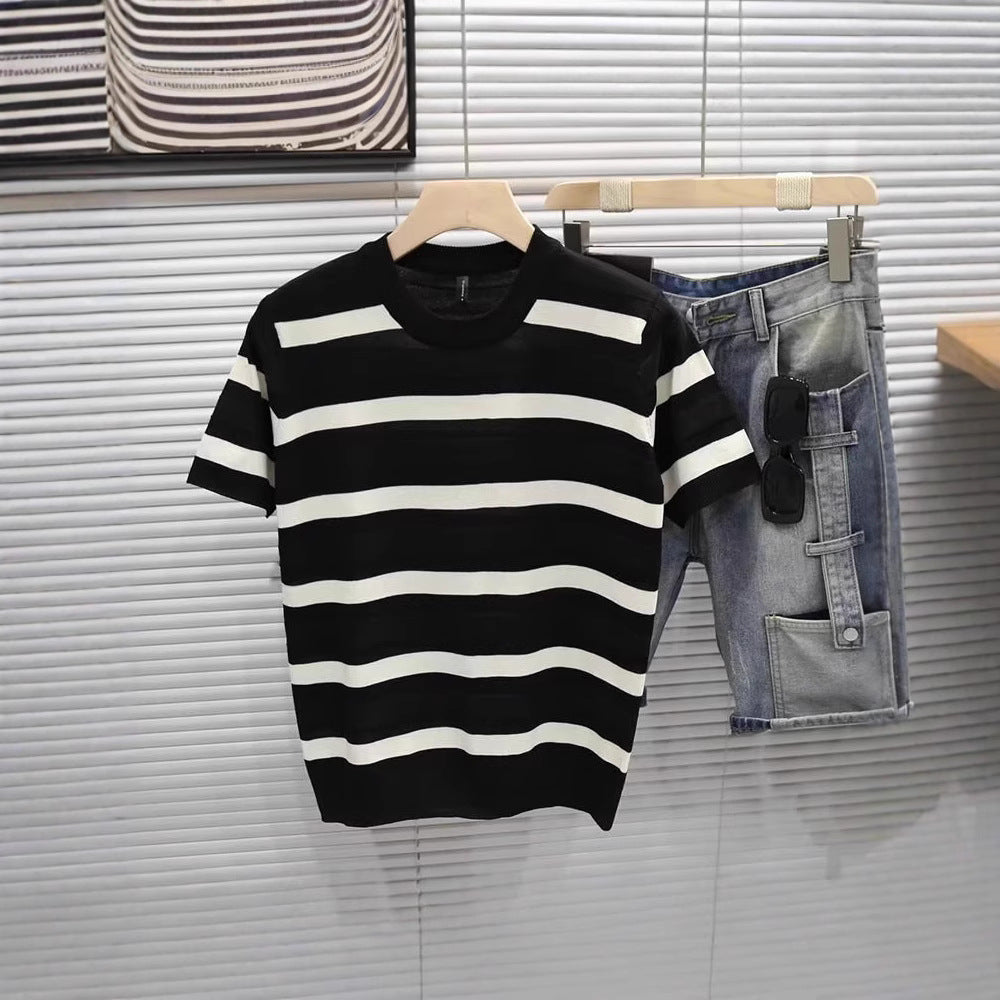 Herren Gestreiftes Kurzarm-Shirt Echoarchiv
