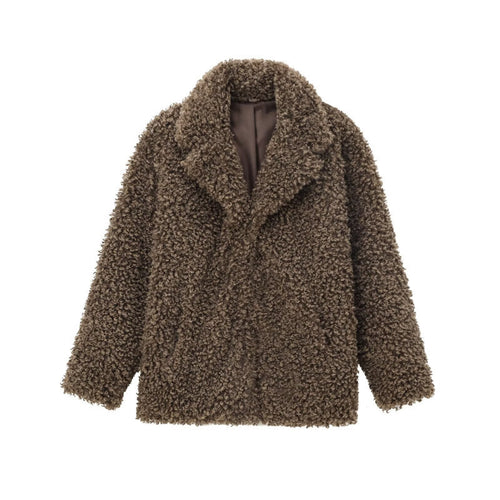 Damen Oversize-Kunstfell‑Teddyjacke mit Schalkragen und gefüttertem Innenfutter Echo Archiv