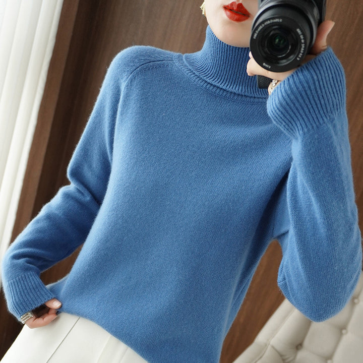 Damen Rollkragenpullover aus weichem Wollmix mit verlängerten Bündchen Echoarchiv