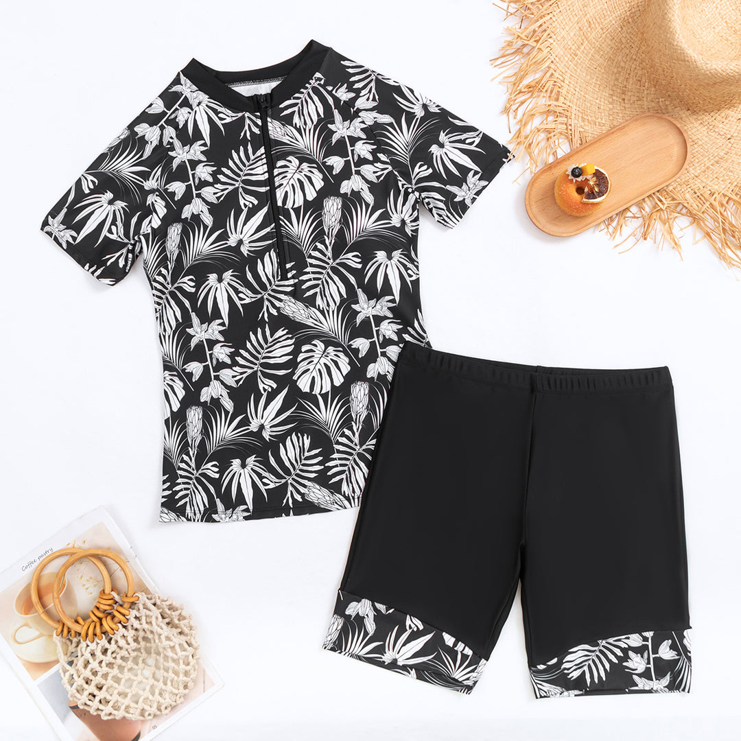 Damen Sportlicher Zweiteiler Badeanzug mit modernem Floral-Design Echo Archiv