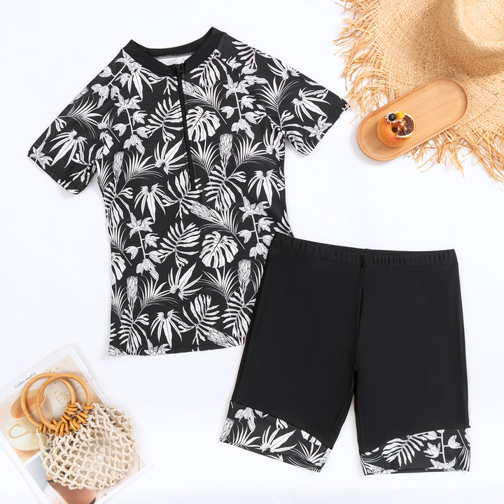 Damen Sportlicher Zweiteiler Badeanzug mit modernem Floral-Design Echo Archiv