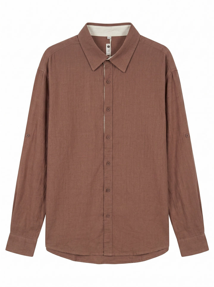 Unisex Leichtes Oversize‑Hemd in Leinenoptik mit Kentkragen und Ärmelsteg Echoarchiv