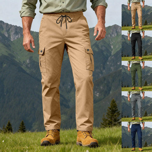 Herren Utility-Cargo-Hose mit elastischem Bund, verstellbarem Kordelzug und Mehrfachtaschen Echoarchiv
