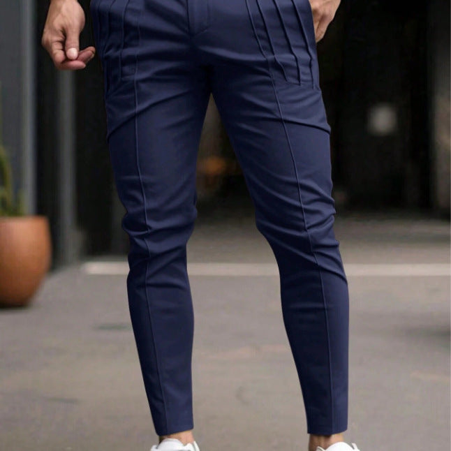 Herren nan schmale Bundfalten-Chino mit dekorativen Längsfalten und tapered Bein Echo Archiv