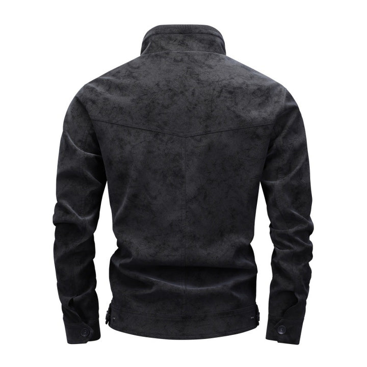 Herren Bikerjacke aus Lederimitat mit Stehkragen und modischen Brusttaschen Echoarchiv