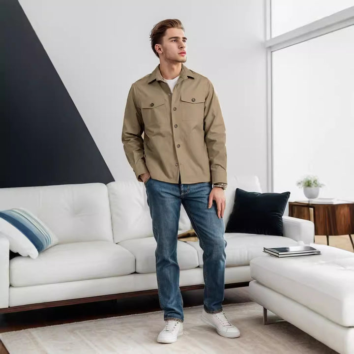 Herren lässige vielseitige Sommerjacke mit praktischen Brusttaschen und regulierbarem Bund Echoarchiv