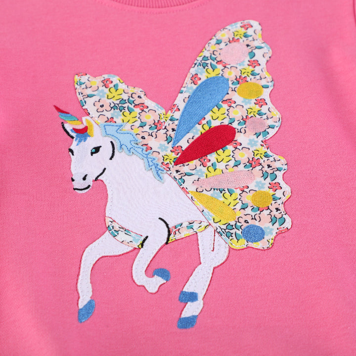 Mädchen Sweatshirt mit zauberhaftem Einhorn-Design und bunten Blumenapplikationen Echo Archiv