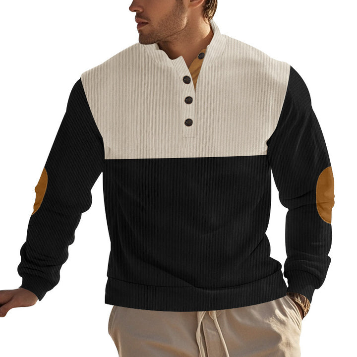 Herren modischer Stehkragen-Pullover mit eleganten Knöpfen Echoarchiv