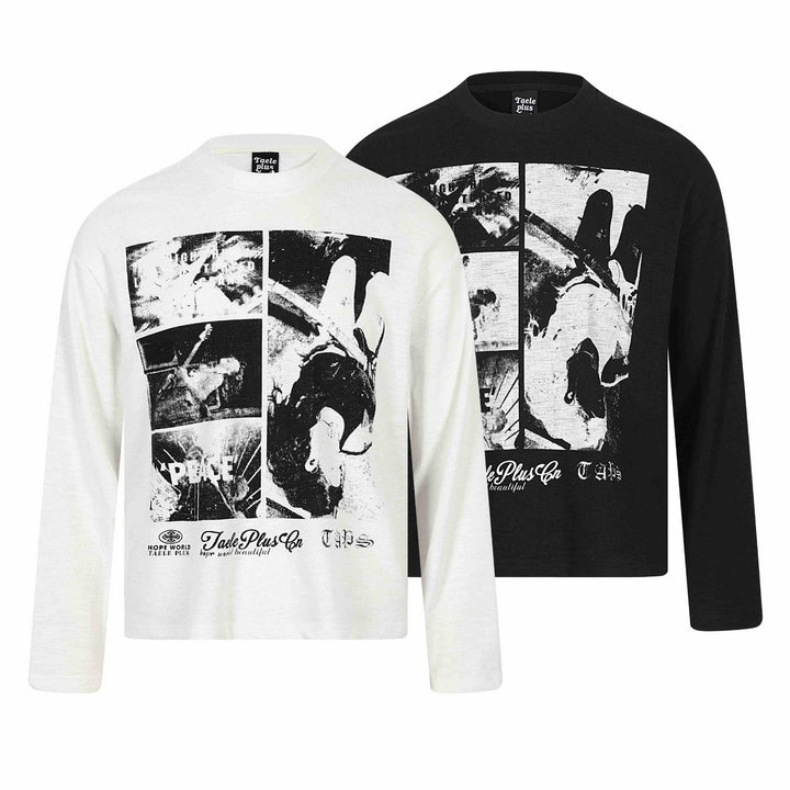 Unisex Langärmeliges Oversize-Sweatshirt mit Collage-Photo-Print und weichem Rundhals Echoarchiv