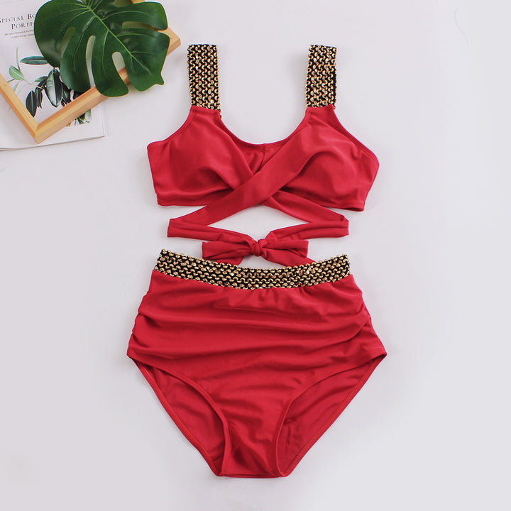 Damen Hochtailliertes Bikini-Set mit stilvollem Wickel-Oberteil Echo Archiv