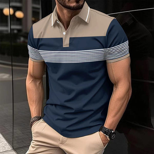 Herren Kurzarm Polohemd mit stylischem Streifenmuster und eleganten Details Echoarchiv