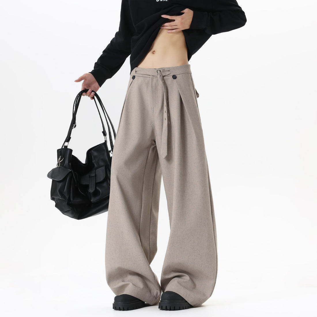 Damen Extraweite Culotte-Hose mit Faltenbund und Ziergürtel Echo Archiv