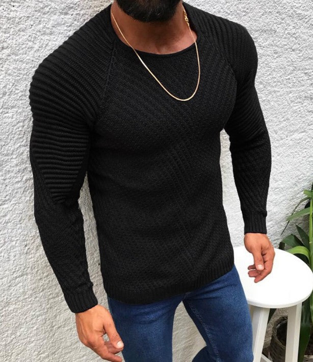 Herren nan strukturierter Slim-Fit Raglanpullover aus feinem Rippen- und Waffelstrick Echo Archiv
