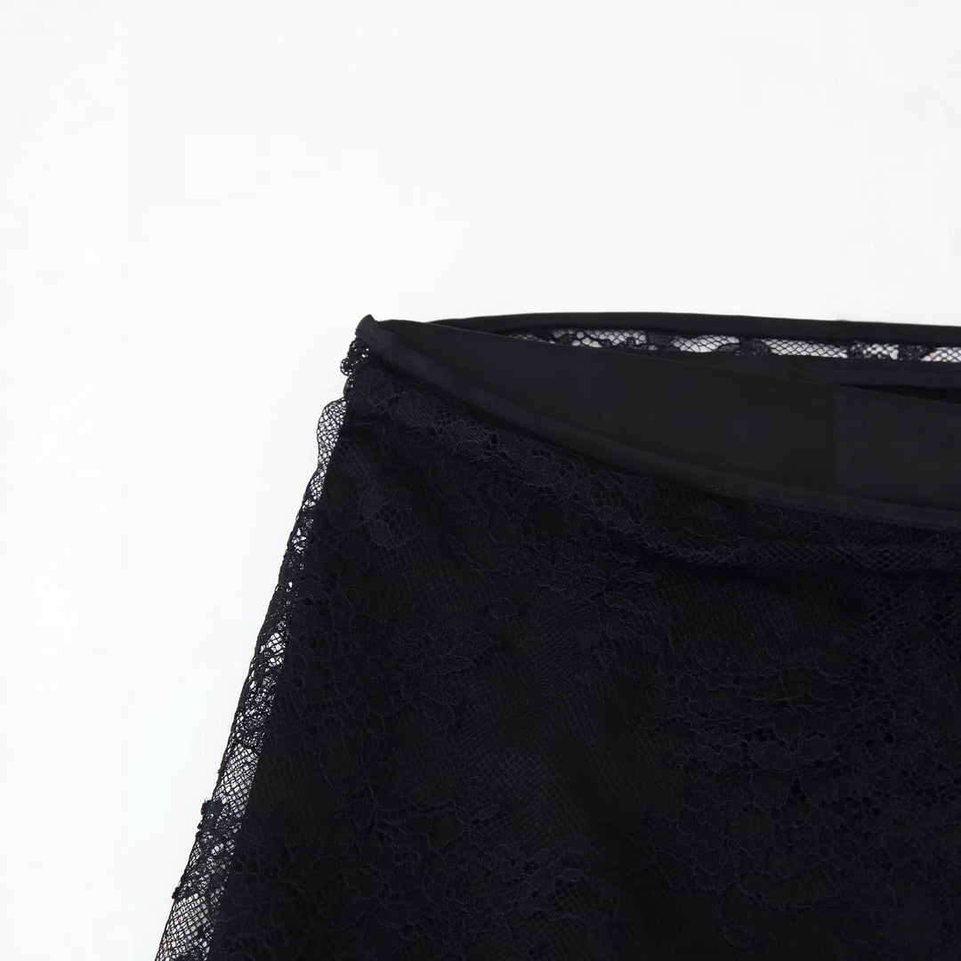 Damen Wickel-Palazzohose mit integriertem Rocklayer, hohem Bund und weitem Bein – Avélisse