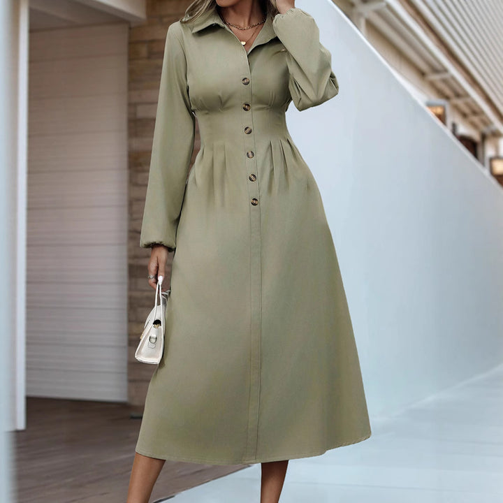 Damen Midikleid mit Knopfdetails und taillierter Silhouette Echo Archiv