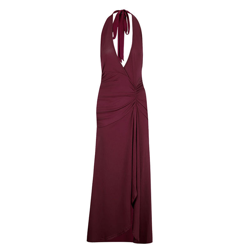 Damen Elegantes Halterkleid mit tiefem V-Ausschnitt und raffinierten Drapierungen Echo Archiv