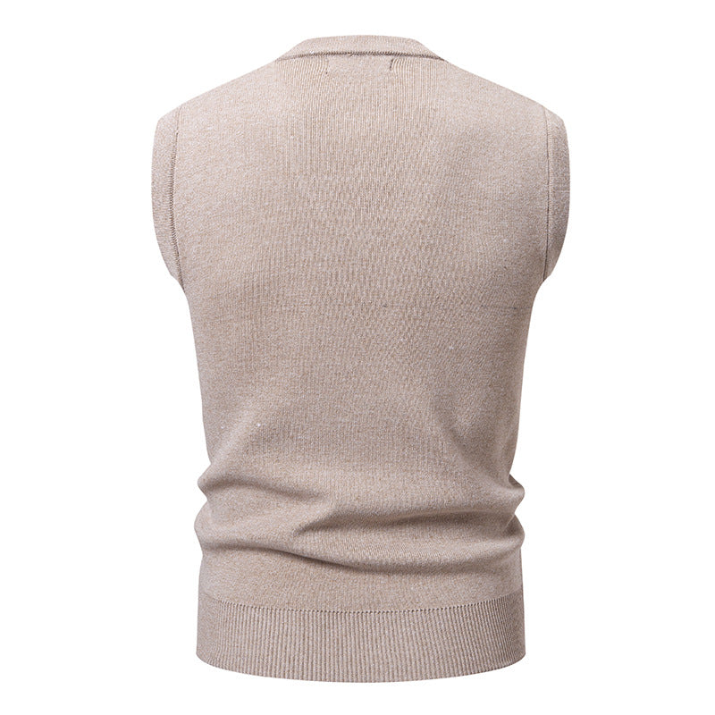 Herren eleganter ärmelloser Pullover mit V-Ausschnitt und strukturiertem Muster Echoarchiv