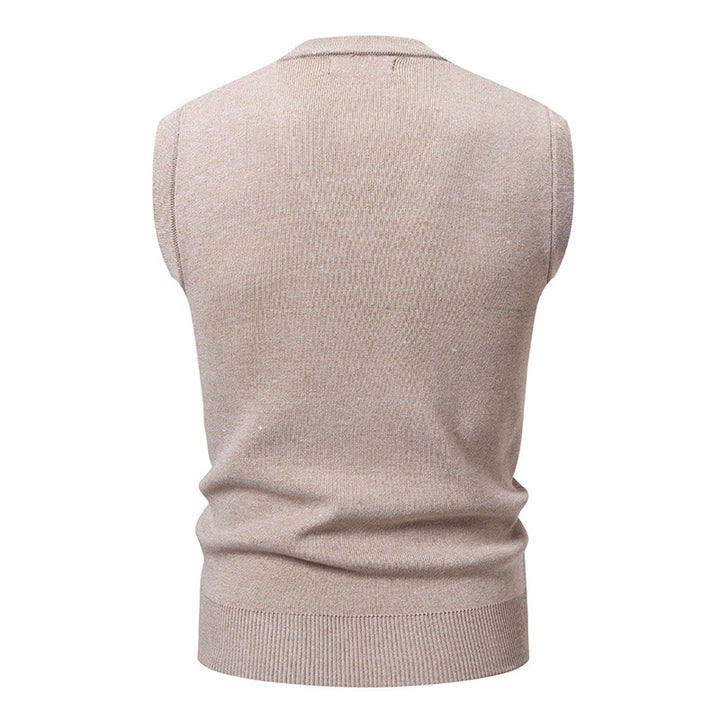 Herren eleganter ärmelloser Pullover mit V-Ausschnitt und strukturiertem Muster Echoarchiv