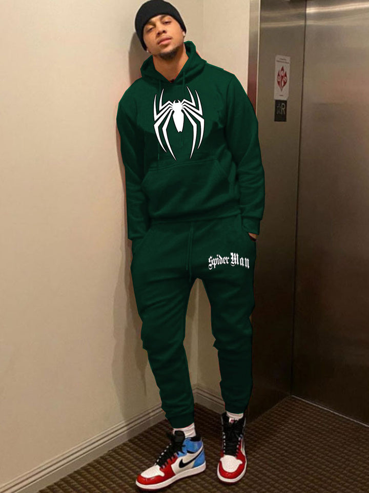 Herren Sportliches Kapuzenpullover und Jogginghose Set mit auffälligem Spider-Motiv Echoarchiv