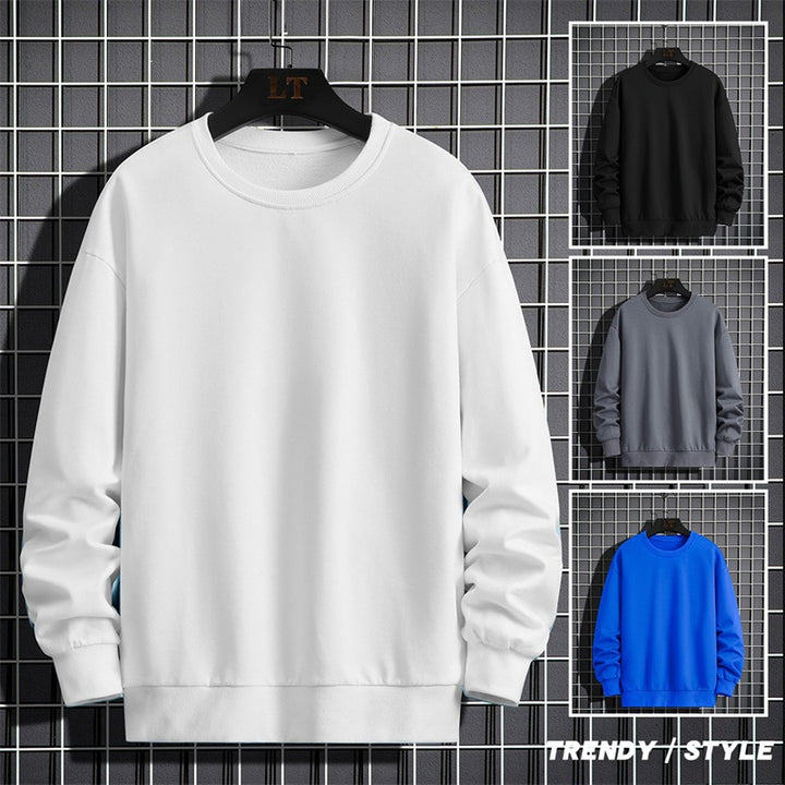 Herren Schlichtes Oversize Rundhals‑Sweatshirt aus schwerer Baumwollmischung mit gerippten Bündchen Echoarchiv