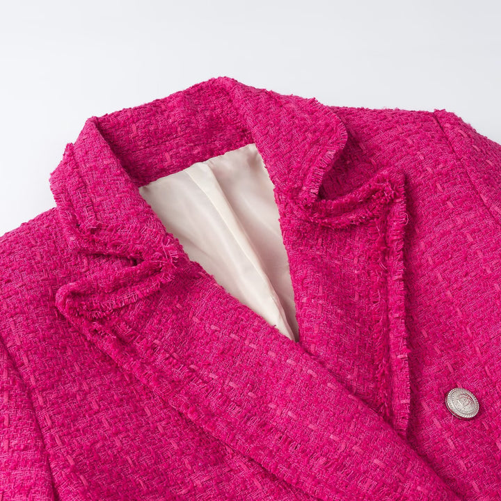 Damen Zweiteiliges Tweed-Set mit Kurzblazer und Plissiertem Minirock Echoarchiv
