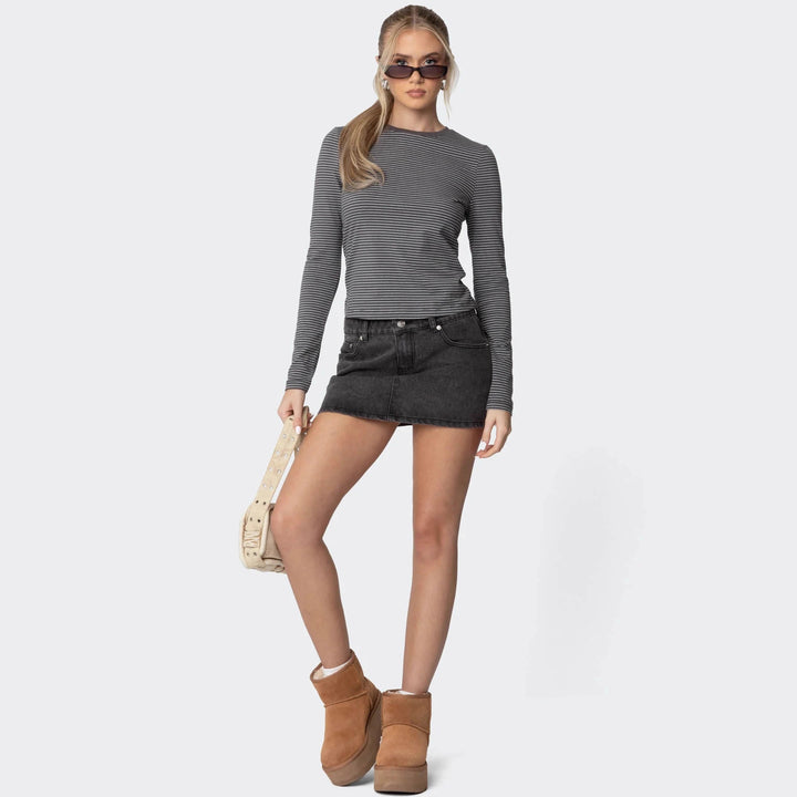 Damen Langarmshirt mit bequemen Schnitt und feinen Streifen Echo Archiv