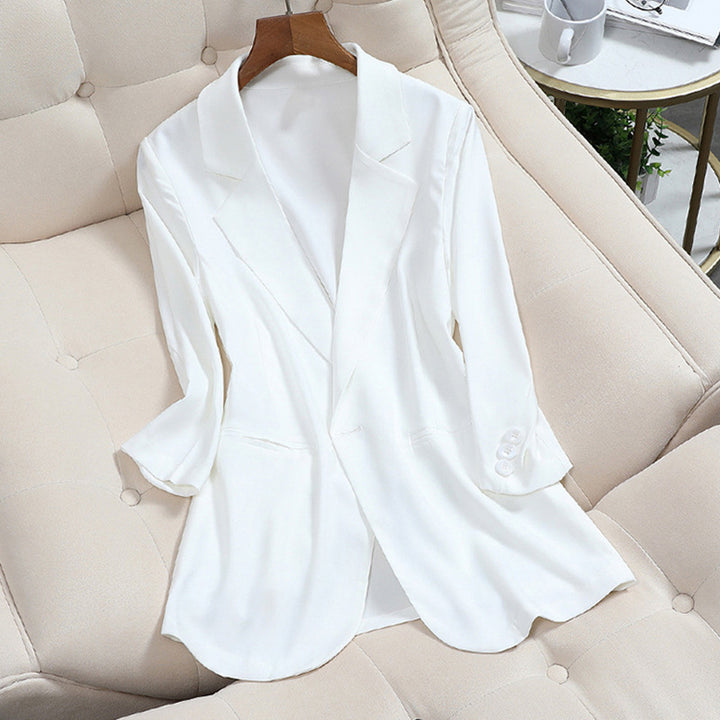 Damen Leichter taillierter Longblazer mit fallendem Saum und Paspeltaschen Echo Archiv