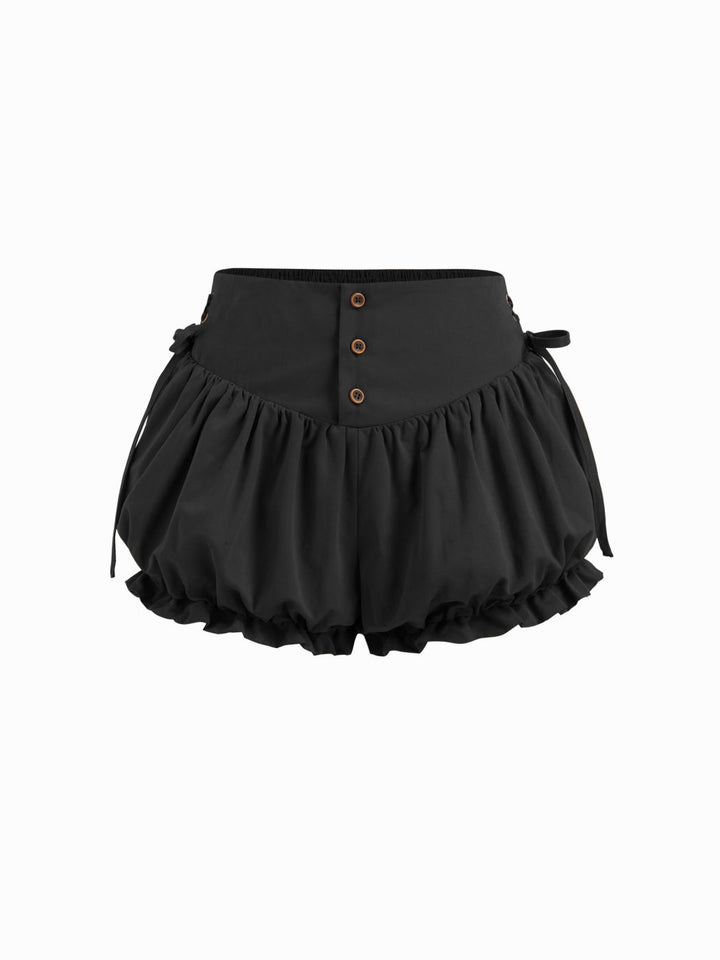 Damen modische Rüschen-Shorts mit hohen Bund und verstellbaren Kordeln Echo Archiv