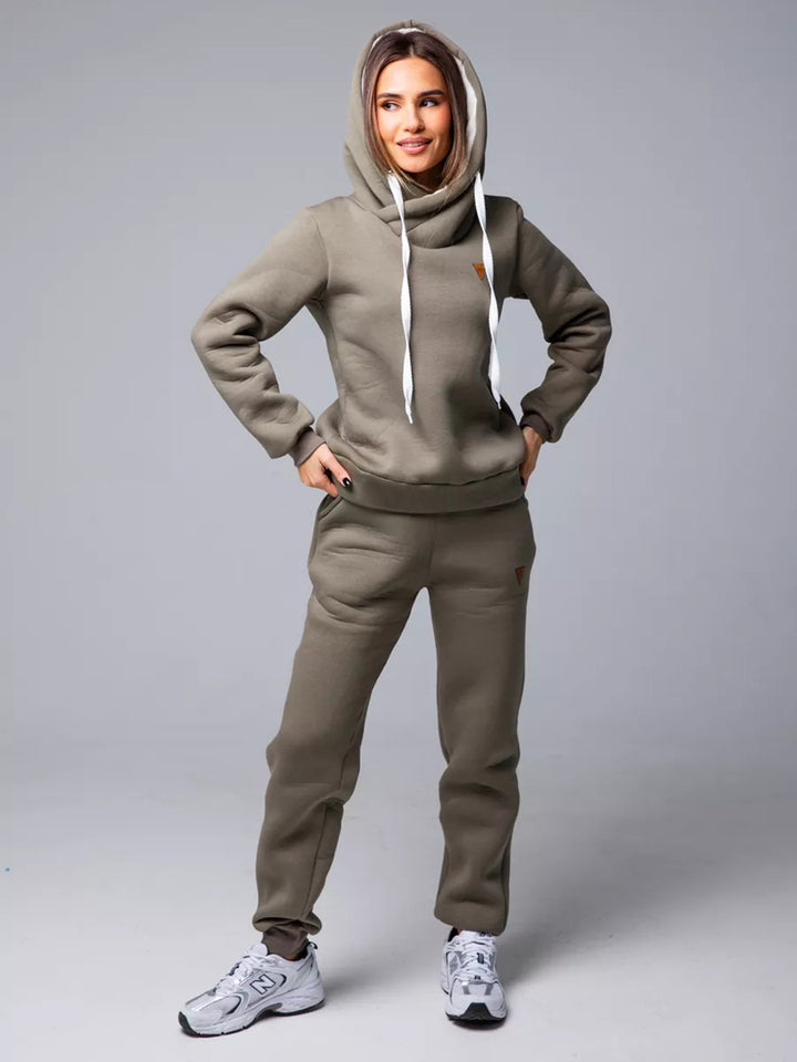 Damen Loungewear-Set mit Schalkragen-Hoodie und taillierter Jogginghose – Élanora