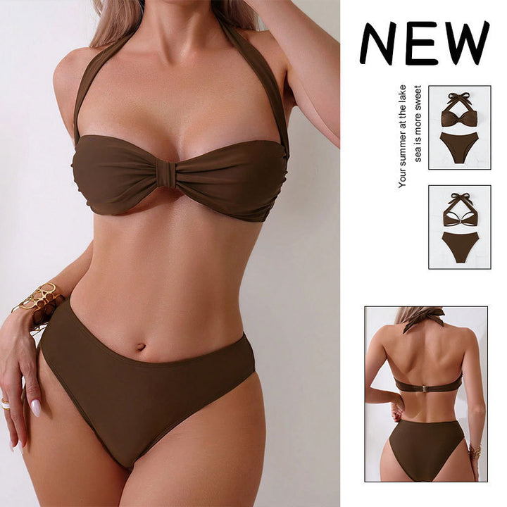Damen Bandeau-Bikini mit dekorativem Knoten und hoher Taille Echo Archiv