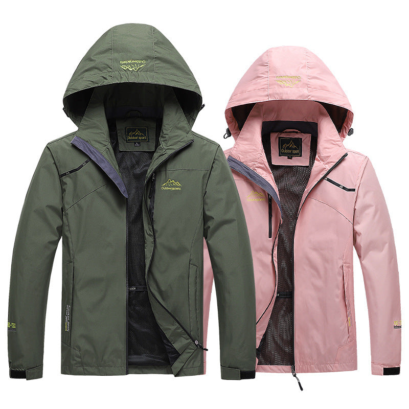 Herren atmungsaktive Softshell Trekkingjacke mit verstaubarem Kapuze, Mesh-Futter und multifunktionalen Reißverschlusstaschen – Taviero