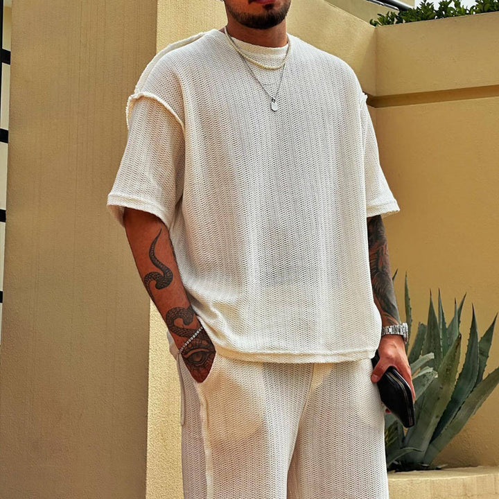 Herren lässiges Oversized-Strickshirt mit luftiger Webstruktur Echoarchiv