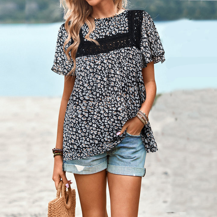 Damen Blumenmuster-Bluse mit Spitzenbesatz Echo Archiv