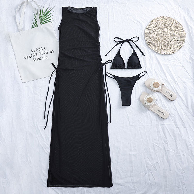Damen Langarm-Strandkleid mit verstellbaren Schnürungen Echo Archiv