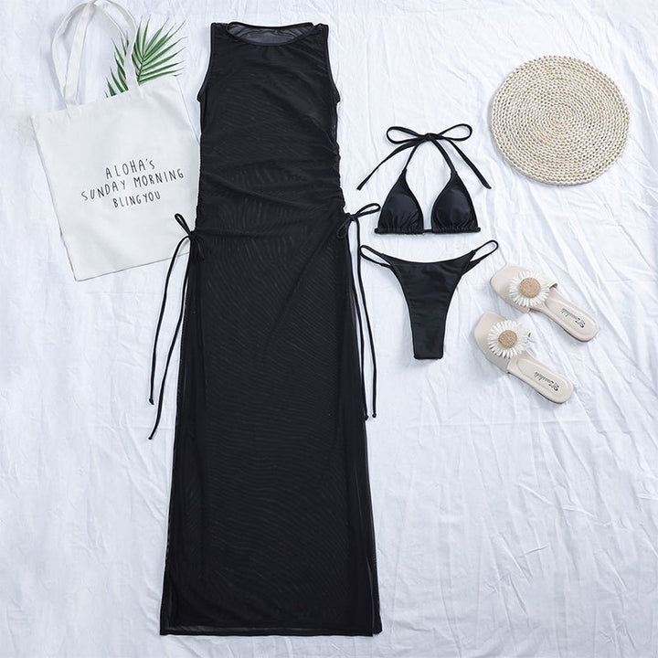 Damen Langarm-Strandkleid mit verstellbaren Schnürungen Echo Archiv