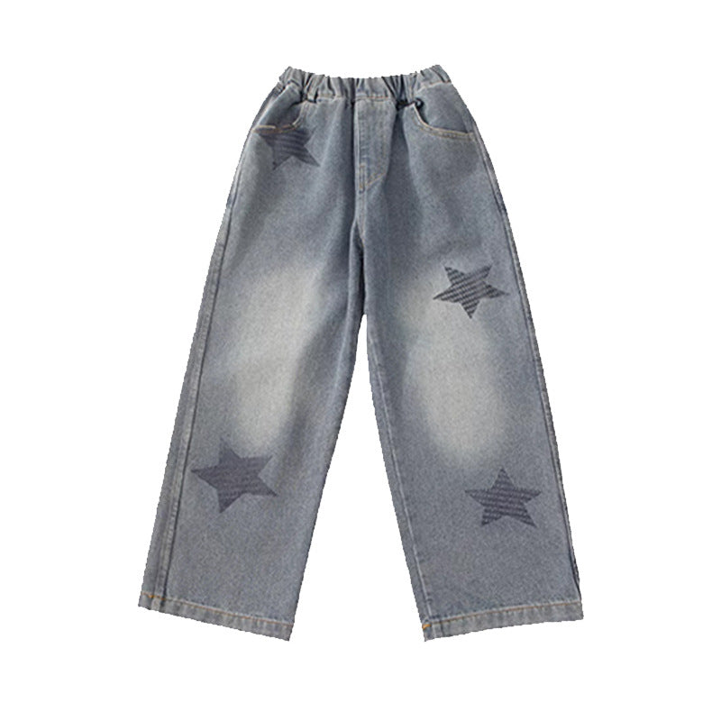 Unisex weite Jeanshose mit Sternenapplikationen Echo Archiv