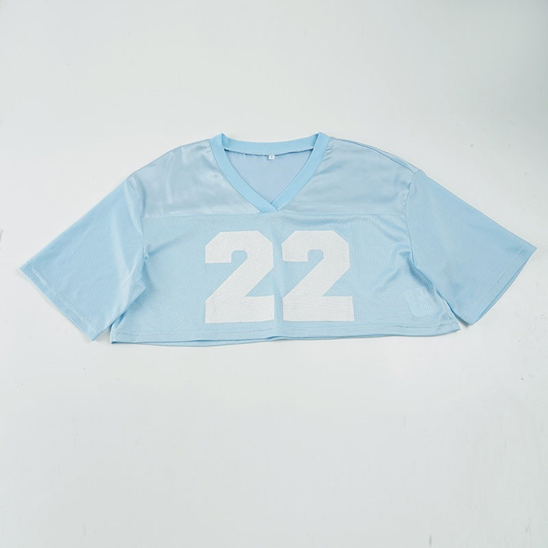 Damen Crop-Top im Sportlichen Design mit V-Ausschnitt und Netzdetails Echo Archiv