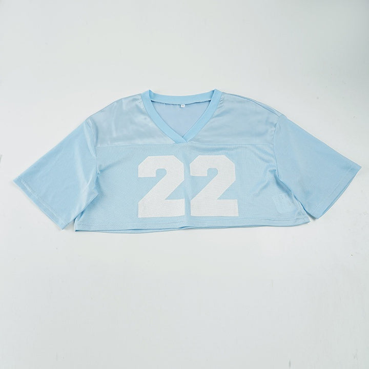 Damen Crop-Top im Sportlichen Design mit V-Ausschnitt und Netzdetails Echo Archiv