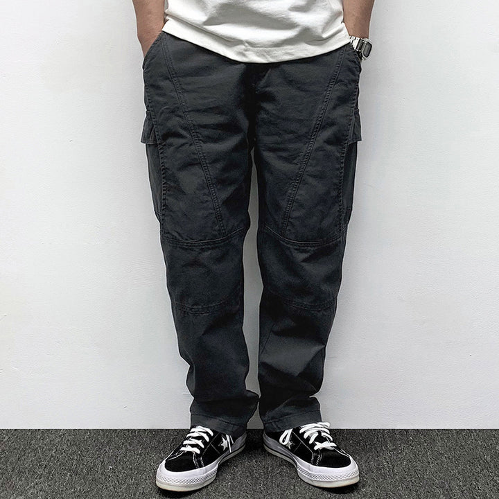 Herren Lässige Baggy-Cargo-Hose mit Knieabnähern, Multitaschen und Workwear-Details Echoarchiv