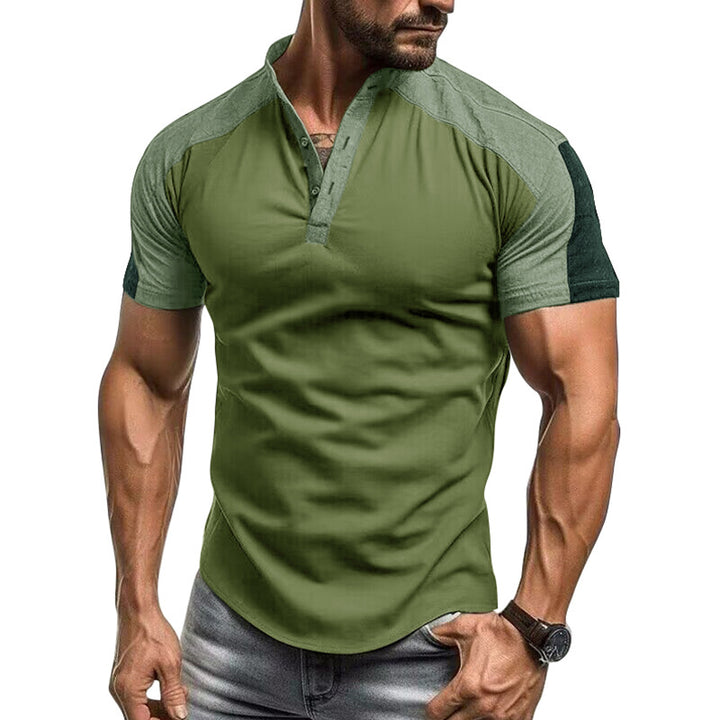 Herren Polo-T-Shirt mit modischem Stehkragen und praktischer Knopfleiste Echoarchiv