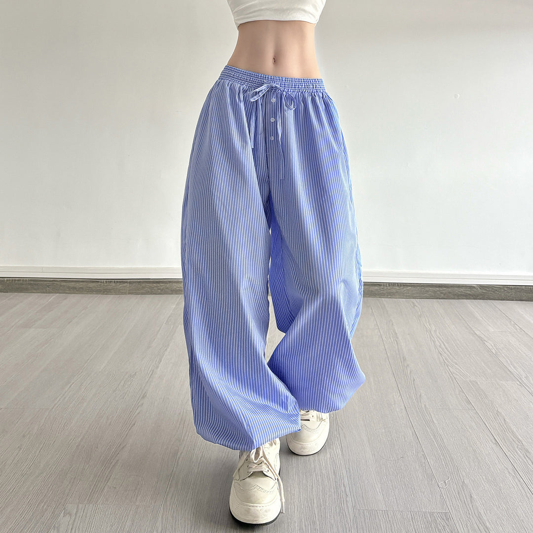 Damen Weite Lounge-Hose mit Smokbund, Tunnelzug, Knopfleiste und elastischen Fußbündchen Echo Archiv