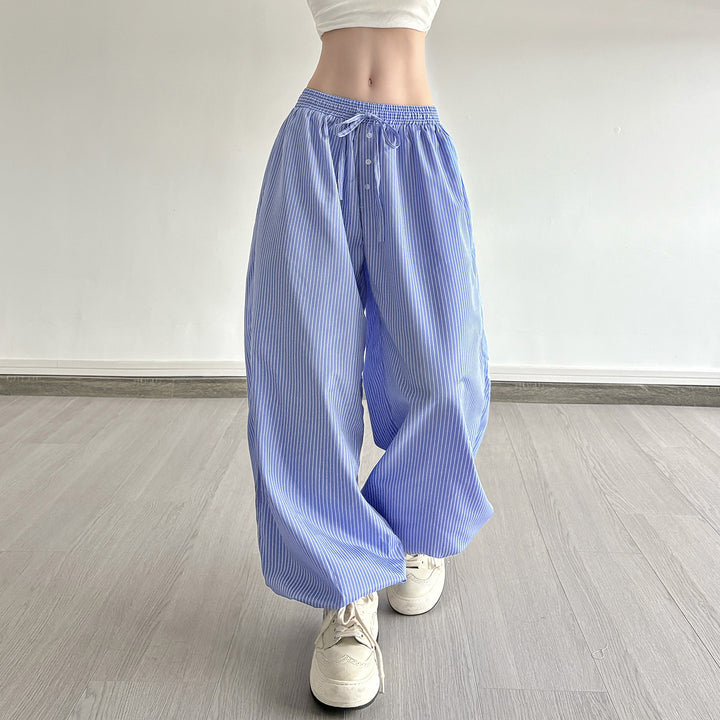 Damen Weite Lounge-Hose mit Smokbund, Tunnelzug, Knopfleiste und elastischen Fußbündchen Echo Archiv