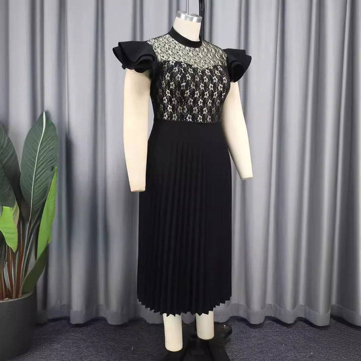 Damen Elegantes Plisseekleid mit floralem Spitzenoberteil Echo Archiv