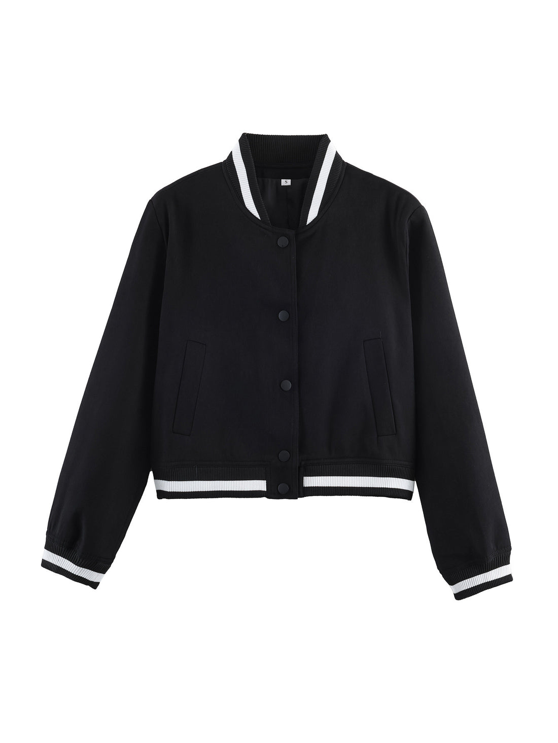 Damen Varsity‑Bomberjacke im Cropped‑Boxy‑Schnitt mit gestreiften Rippbündchen Echoarchiv