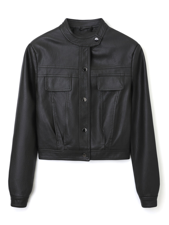 Damen Modische Kurzlederjacke – Velloura