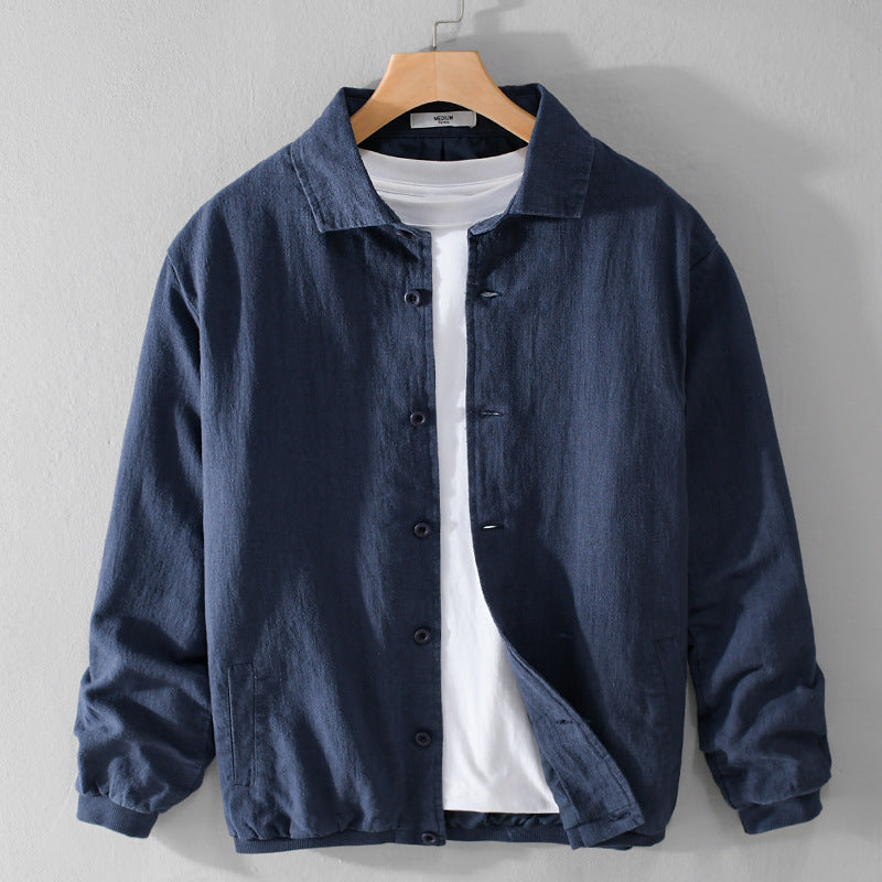 Herren Leichte Leinen-Hemdjacke mit Knopfleiste und Relaxed Fit Echoarchiv