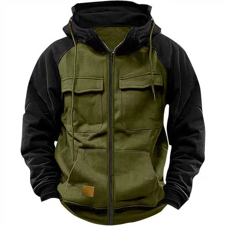 Herren vielseitige und praktikable Fleecejacke mit Kapuze und Taschen Echoarchiv