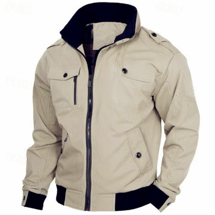 Herren Canvas-Field-Bomberjacke mit Stehkragen, Epauletten und Rippbündchen Echoarchiv