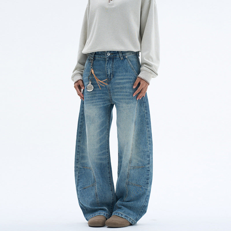 Damen Extraweite Palazzodenim-Jeans mit hoher Bundlinie, Paneelnähten und weitem Saum Echo Archiv